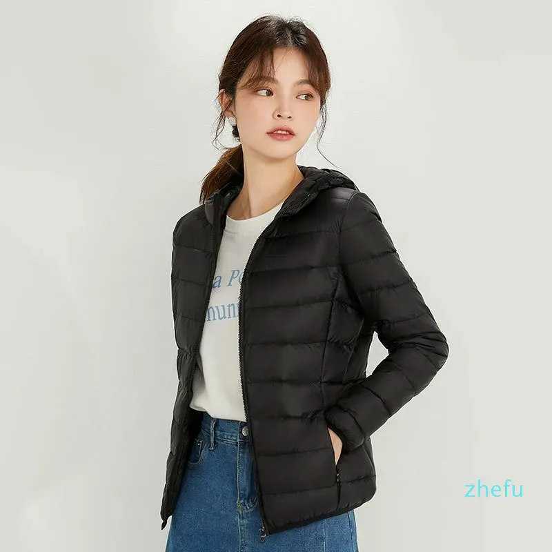 2023-Women's Yoga Short Thin Down Jacket Outfit Solid Color Piffer Coat Winter Outwear 15 Colors S-4XL