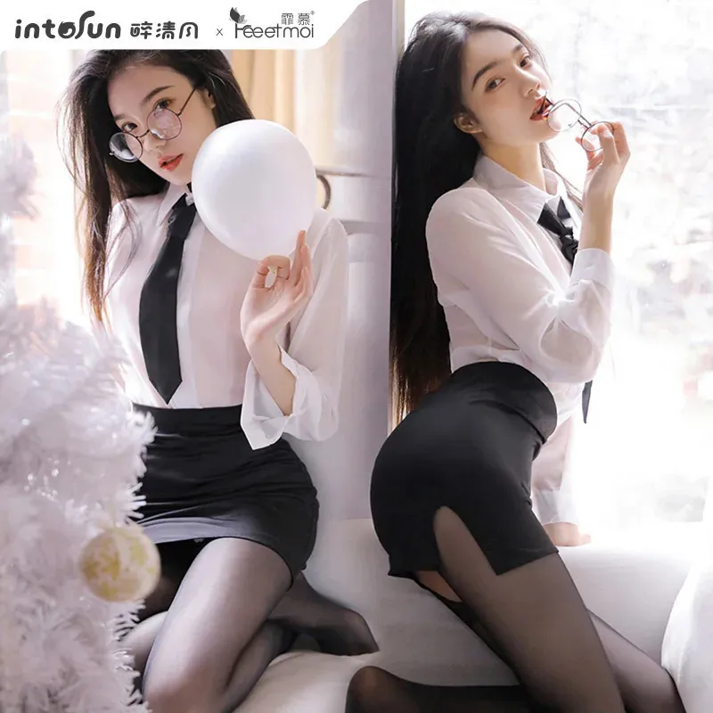 Sexy Pyjamas Costume Secretary Porn Outfit Role Teacher School Girl Uniform Office Lady Cosplay Sex Crotchless Pantyhose 231017