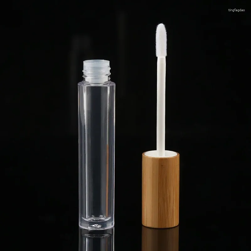 Bottiglie di stoccaggio Contenitori per lucidalabbra Contenitori per lucidalabbra in bambù da 5 ml / 6 ml Tubi con logo per incisione con bacchetta
