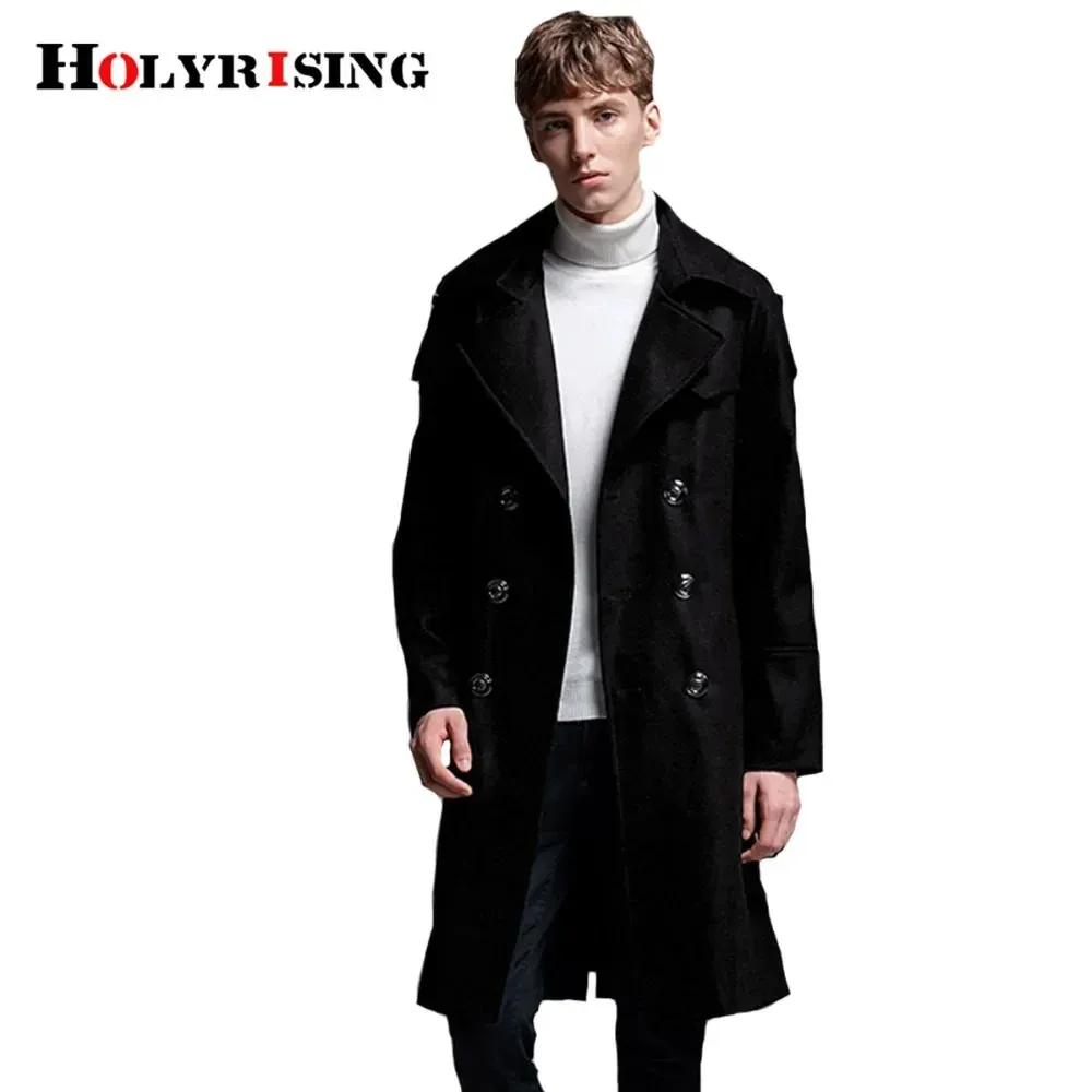 Misturas de lã masculina Casaco de lã Holyrising Masculino 70% lã Homme Sobretudo Trespassado Homem Casacos e jaquetas Casual Slim Topcoat 3 cores S-6XL 18553-5 231017