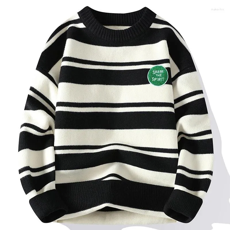 Men's Sweaters 2023 Winter Thick Thermal Striped Wool Sweater Men Korean Harajuku Mens Pullover High End Luxury Christmas Jumper