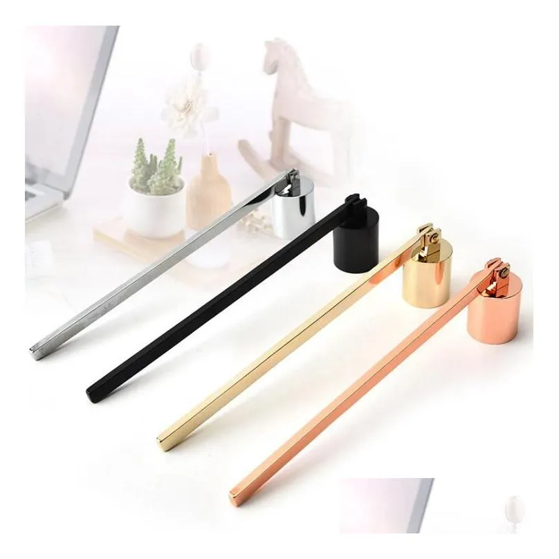 Other Desk Accessories Wholesale Candles Extinguisher Scented Candle Bell Shaped Snuffer Stainless Steel Long Handle Wick Snuffers Off Otd3V