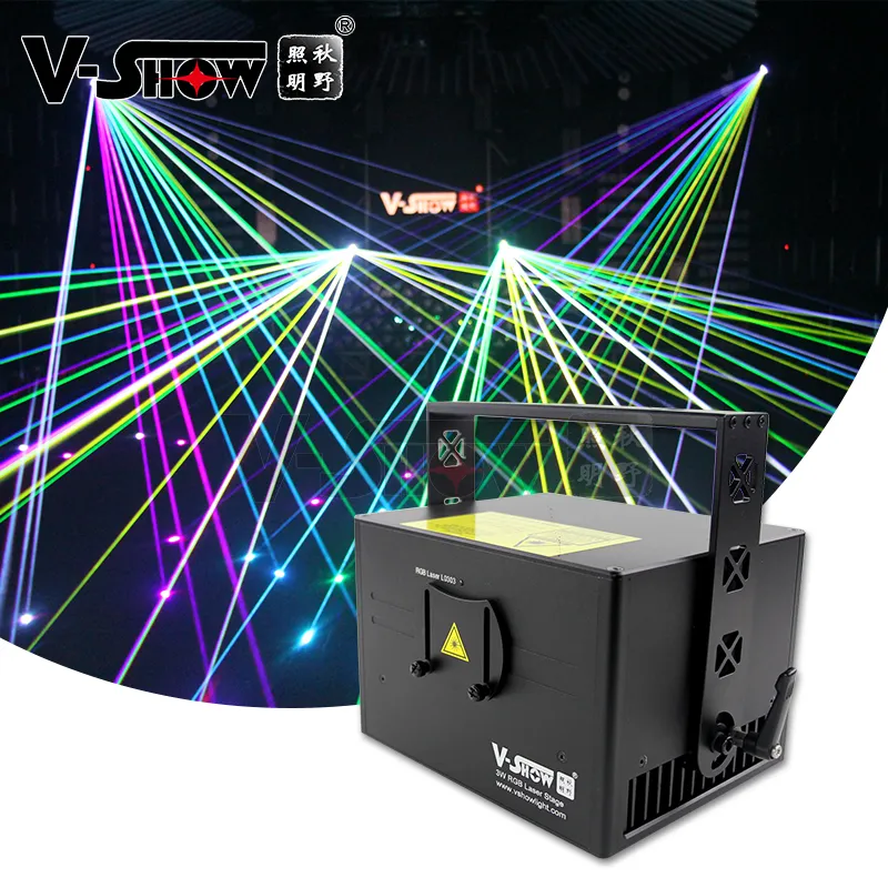V- 쇼 3W 레이저 라이트 RGB 애니메이션 프로그램 DJ 디스코 바 나이트 클럽을위한 프로젝터