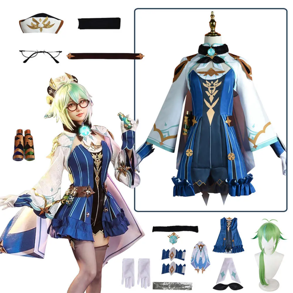 Genshin Impact Sackrose Cosplay Costume Sackrose Wig Anime Suit Dress Uniform Halloween Party Costumes Outfit For Women Girlscosplay