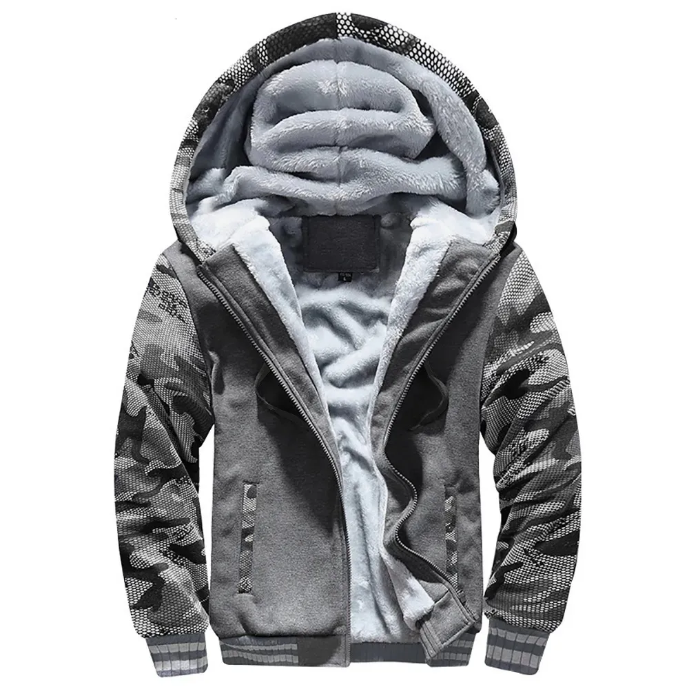 Jaquetas masculinas engrossar jaqueta forro de lã inverno quente casacos com capuz à prova de vento zip completo para baixo casual outwear roupas esportivas 231018