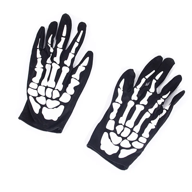 Halloween Product Skeleton Ghost Gloves Hollowen cosplay Short Skull Performance Prop Glove Bones