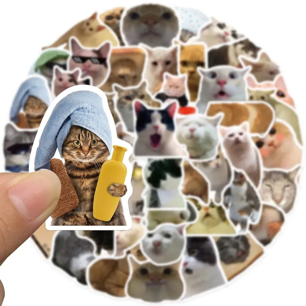 Cute Cat Stickers - Waterproof Vinyl Decals for Laptop, Luggage, Guitar ...