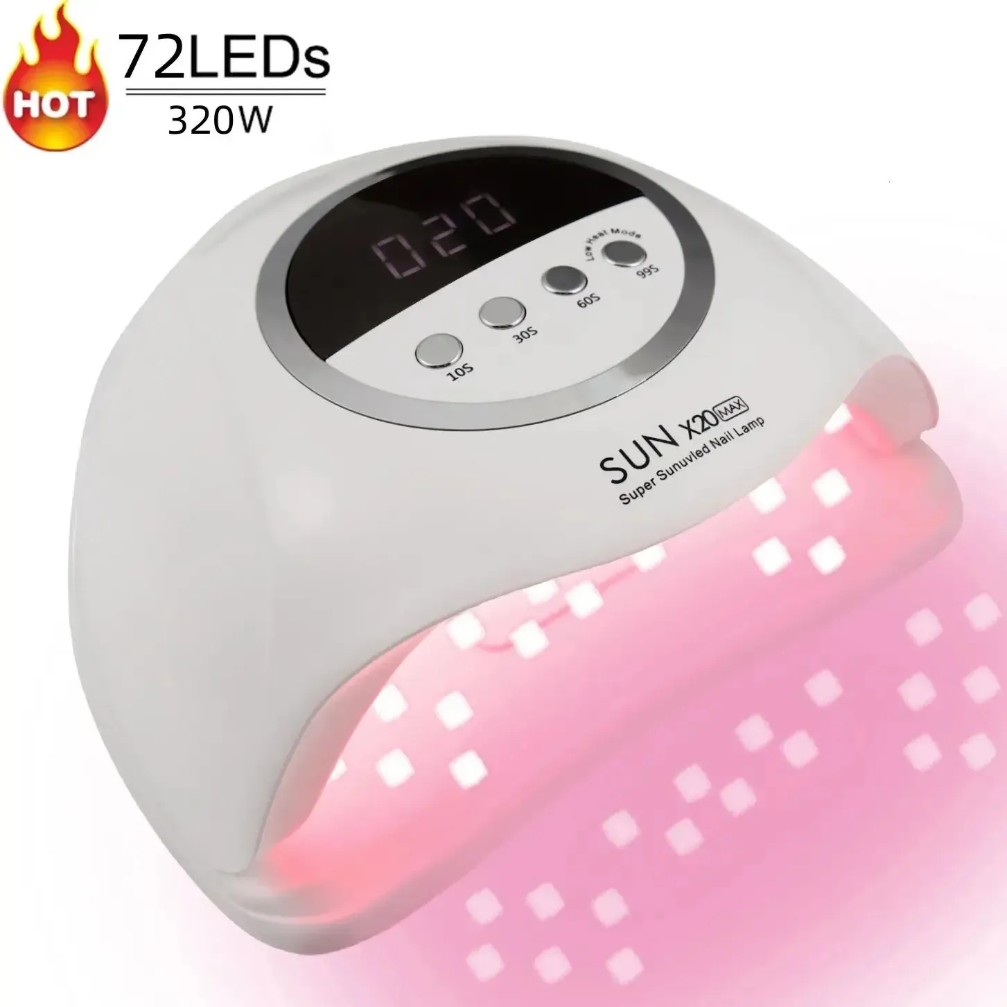 Suszarki do paznokci 320 W Sun x20 Max UV Lampa LED do manicure żel Poliska maszyna do suszenia z dużym LCD Touch Professional Smart Surower Tool 231017