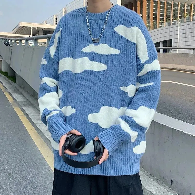 Mens Sweaters Autumn Winter Cloud Sweater Men Warm Fashion Casual Knitted Pullover Loose O Neck Long Sleeved Mens Jumper Clothes From 27 44 DHgate