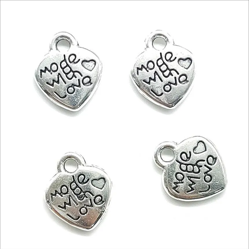 Love Heart Antique Silver Charms Pendants for Jewelry Making Braceter Necklace Earrings 12 10mm DH0855259p