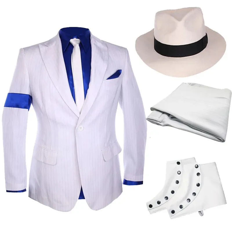 Costumes pour hommes Blazers Classique MJ Smooth Criminal Stripe Costume Veste Blazer Ensemble complet pour les fans Party Show Imitation Personnaliser Cadeau 231017