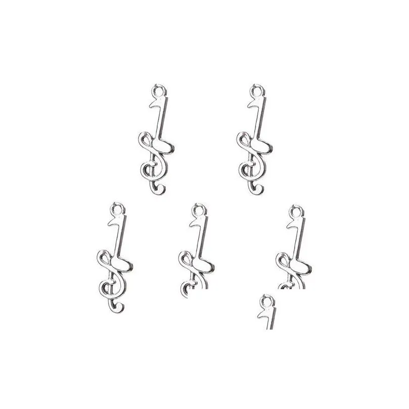 Charms 200Pcs/Lot Ancient Sier Alloy Music Note Charms Pendants For Diy Jewelry Making Findings 32X12Mm Jewelry Jewelry Findings Compo Dhr7R