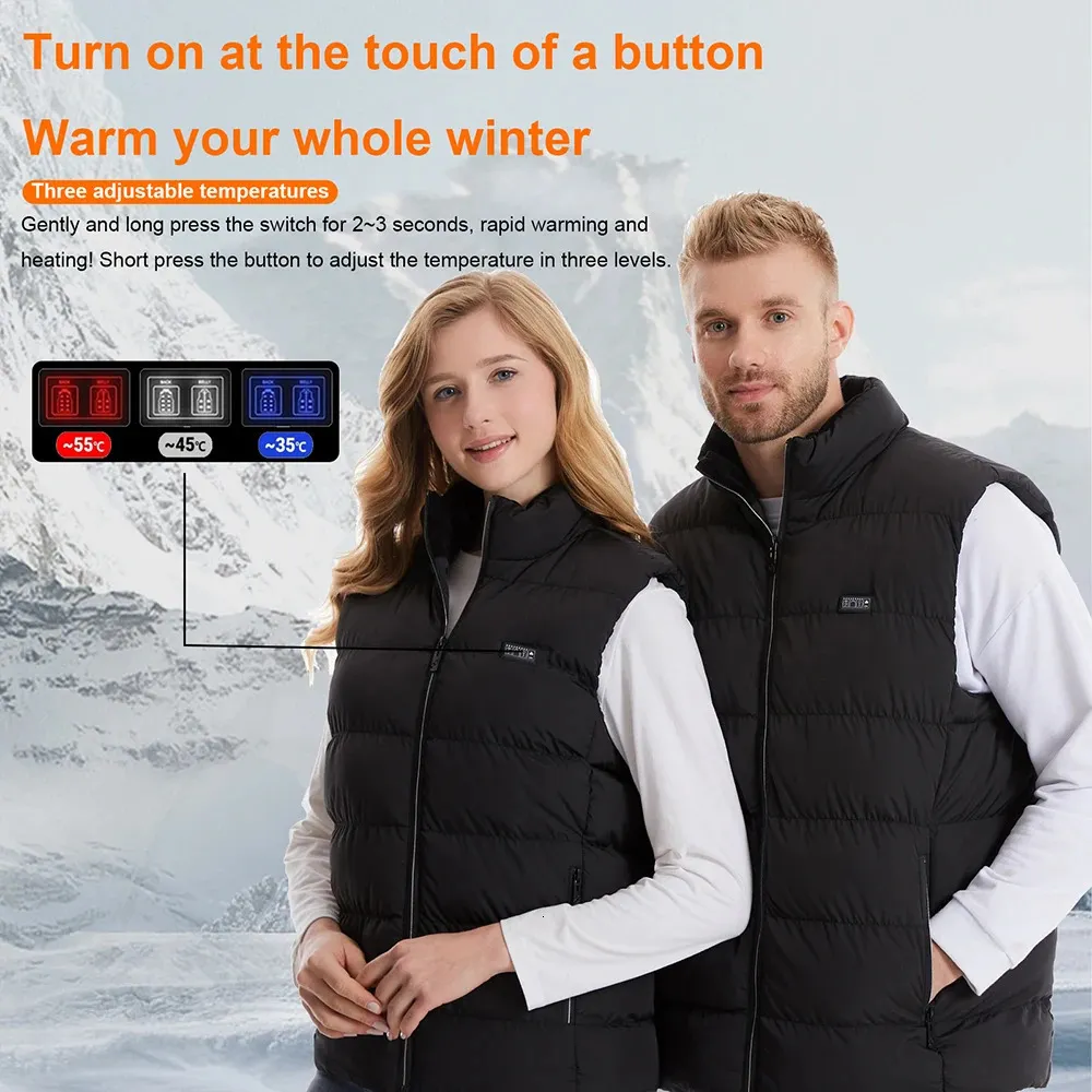 Heated Jacket 9 Heat Areas Thermal Vest USB Sportswear for Skiing Fishing  Hiking
