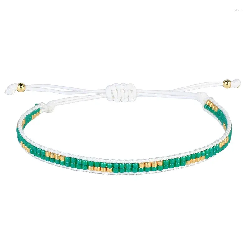 Strand C.QUAN CHI Bohemian Miyuki Glass Seed Beads Crystal Adjustable Bracelet Boho Women Handmade Waxed String Jewelry Gift