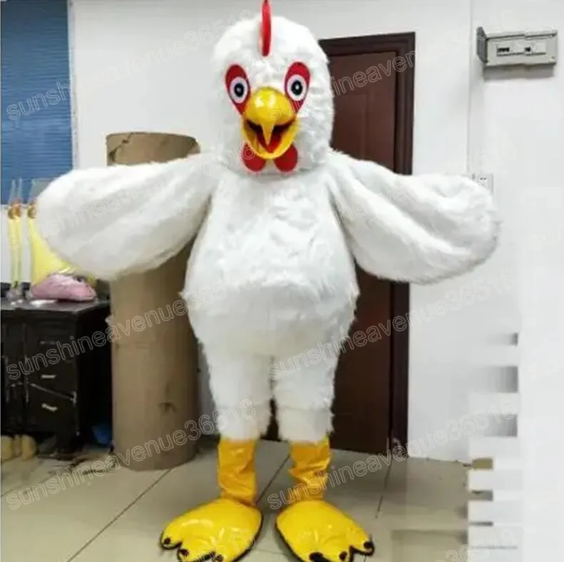 Halloween White Rooster Mascot Costume High Quality Cartoon theme character Carnival Adults Size Christmas Birthday Party Fancy Outfit