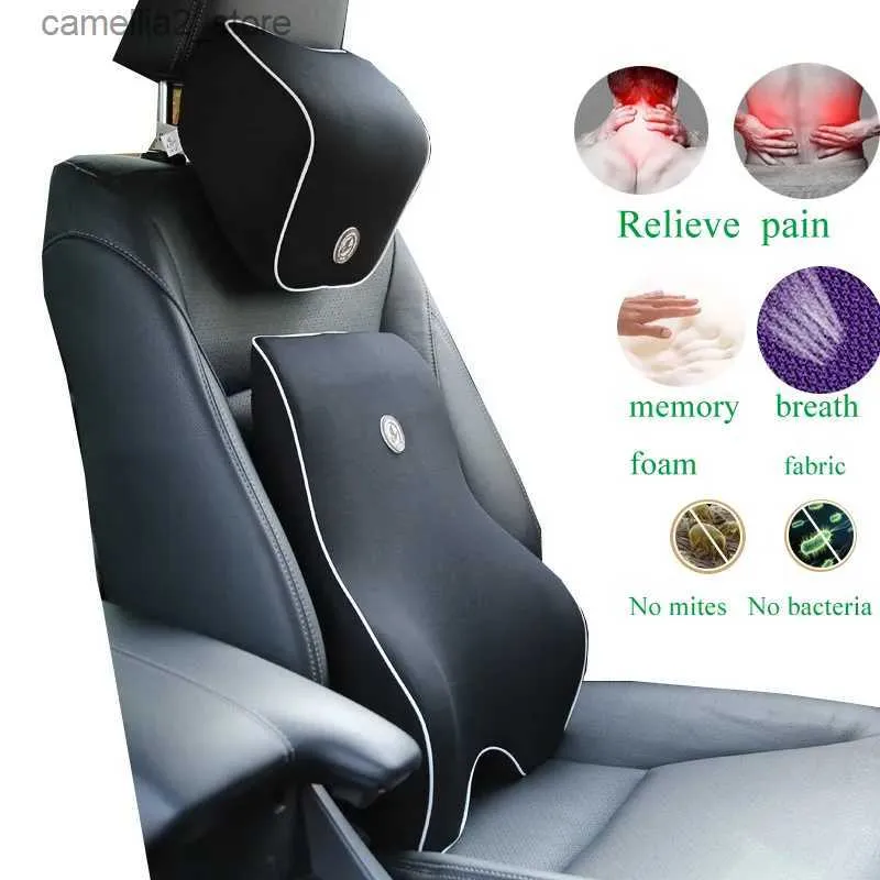 Seat Cushions Car Cushion Car Headrest Memory Foam Neck Pillow Lumbar Pillow Waist Cushion Car Seat Cushion Travel Pillow Relieve Back Pain Q231018