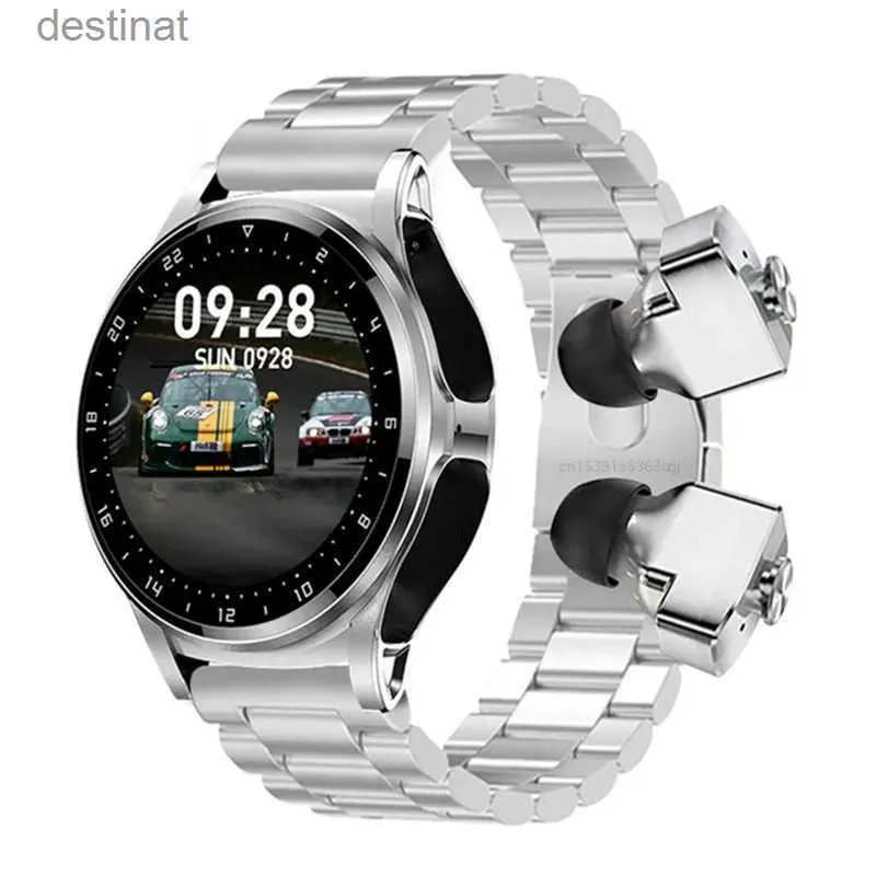 Zegarki dla kobiet inteligentne zegarek GT66 TWS 2 w 1 słuchawki słuchawkowe bezprzewodowe kobiety Bluetooth Call Test Trackony Słuchawki SmartWatchl231018