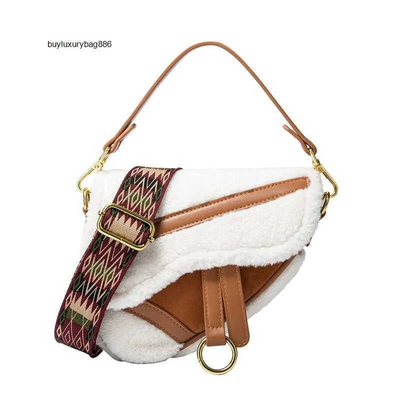 Borsa da donna Borsa a tracolla in pelo di agnello Borsa in peluche Borsa da donna 2023 Autunno/Inverno Borsa in peluche di nuova moda Borsa da sella a spalla singola L