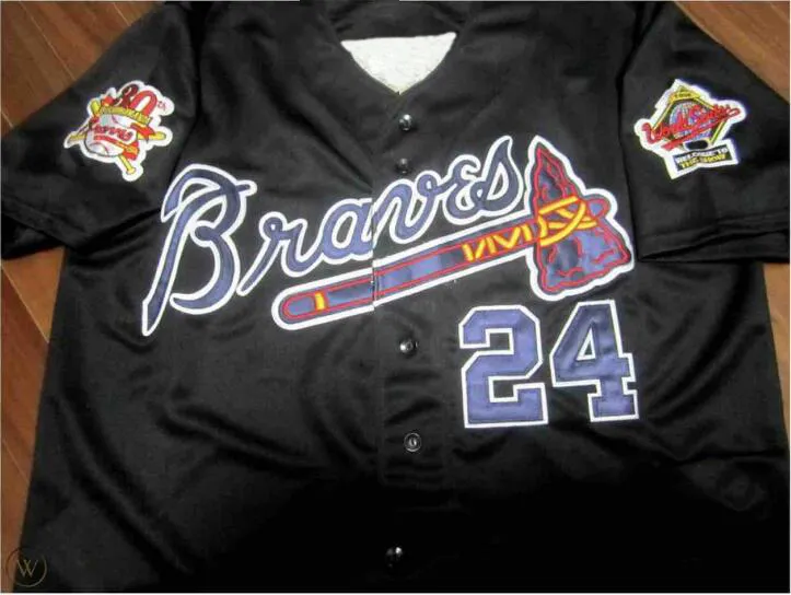 Deion Sanders Braves Baseball Jersey 1995 World Series Custom Stitched  Black Red White Grey From Projerseydealer, $18.63 | DHgate.Com