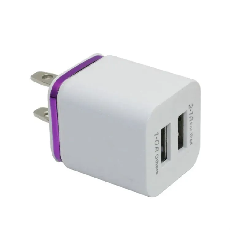 Metal Dual USB wall US plug 2.1A AC Power Adapter Wall Chlug 2 port for samsung galaxy note LG tablet huiaomi