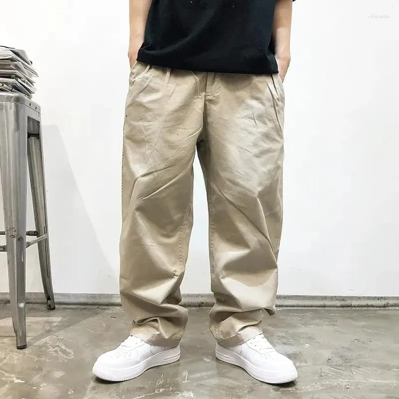 Pantalones para hombres Ropa de calle americana Tendencia Carga recta para hombres Ropa Harajuku japonés Pantalones casuales holgados Hombre de alta calidad
