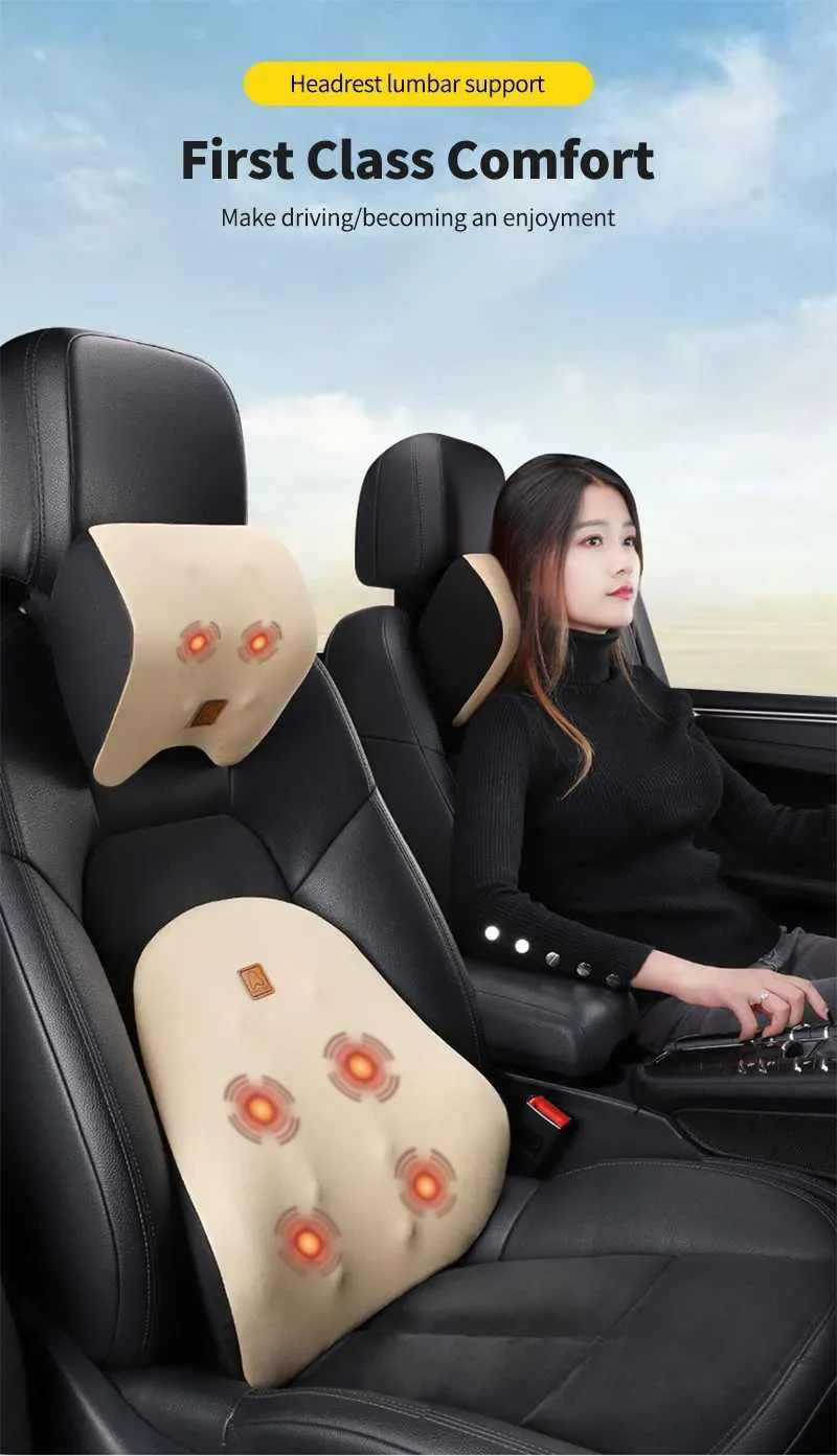 Auto Nacken Massage Kissen Lendenwirbelstütze Kissen Autositz Sicherheit  Relax Kopf Taille Unterstützung Elektroauto Kopfstütze Rückenkissen