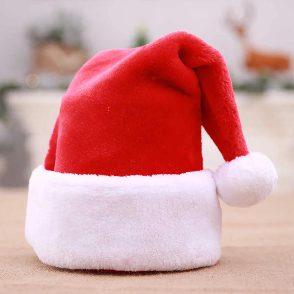 Toptan dekoratif makaleler kısa peluş Noel şapkası büyük top kalınlaşmış yaşlı adam şapka elbise