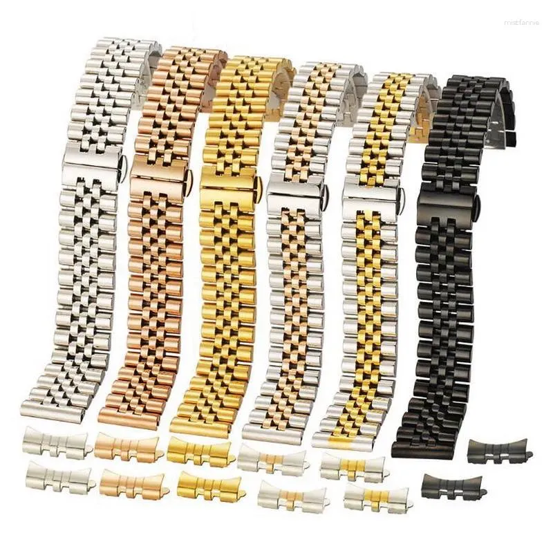 Horlogebanden 12-22 mm Universeel massief roestvrij staal Platte gebogen uiteinden Polsbandriem Heren Dames Metalen armband Riem 12 14 16 18 20 22