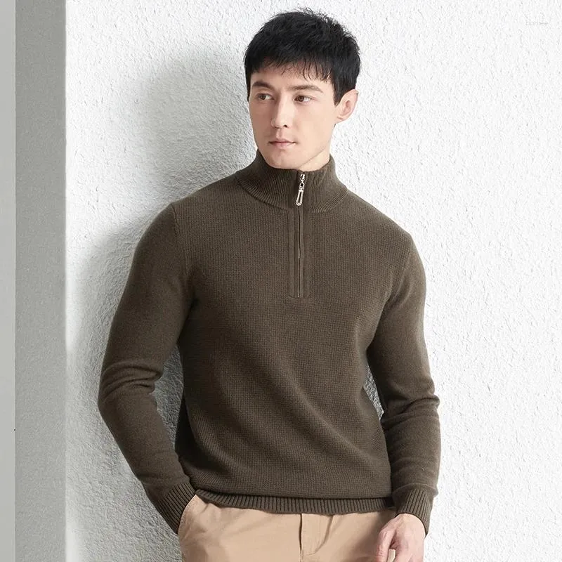 Men's Sweaters Zipper Jumper Cashmere Wool Clothes Autumn & Winter Thick Sweater Pullover Long Sleeve Mens Pure Sheep Knitwear