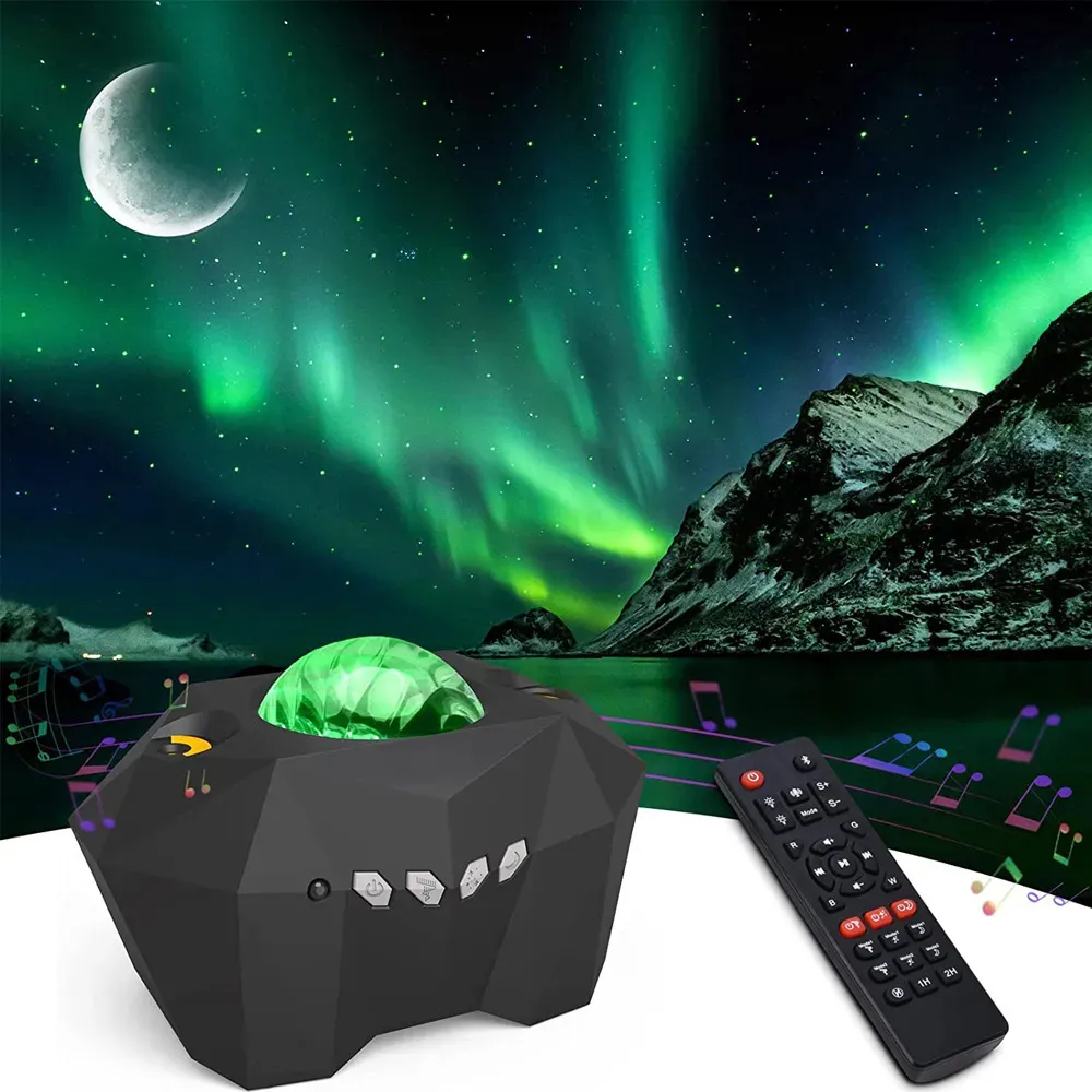 Novidade Itens Aurora Star Light Projetor com Moon Galaxy Night Lights Presente de controle remoto para crianças Sky Lamp Lâmpadas de projeção Bluetooth 231017