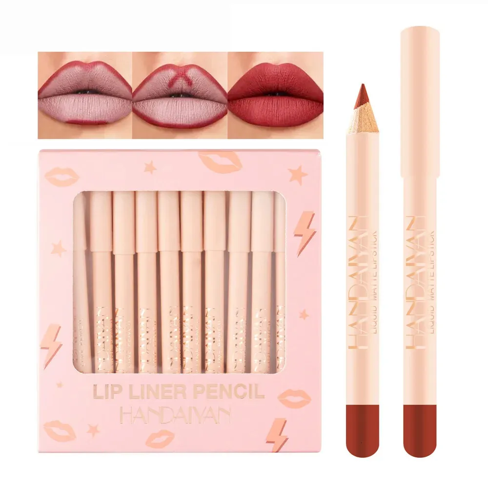 Lipstick 12 kleuren waterdichte matte lipliner potlood sexy rode contourtint lippenstift blijvende non-stick cup hydraterende lippen make-up cosmetisch 231017