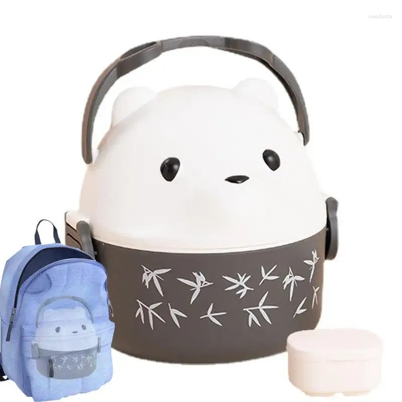 Stoviglie per bambini Lunchbox Contenitori Lunch Box per lavoro d'ufficio con design a forma di orso dagli occhiali Contenitore isolato di sicurezza per microonde