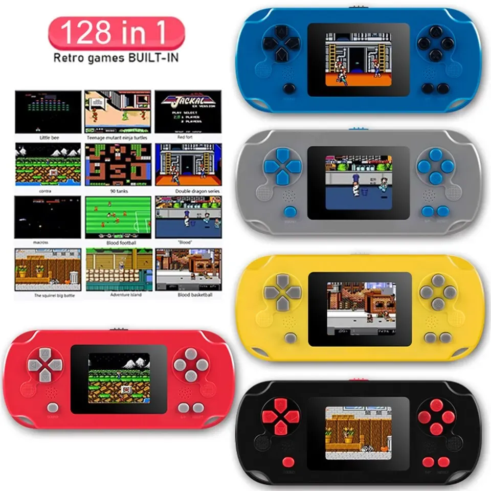 2024 Retro Mini Handheld Game Console 128 Built in 8 Bit Games 2 TFT Color Screen Portable Video Game Player for Kids Plastic Micro USB Charging