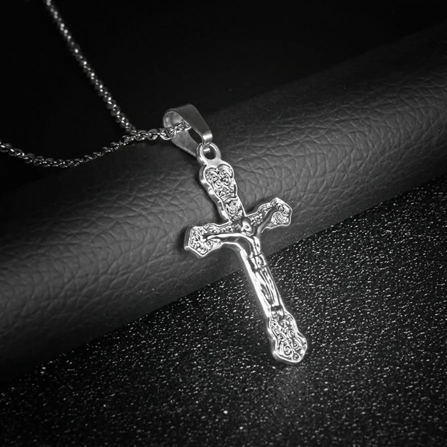 Pendant Necklaces The Testament Gospel Jesus On Cross Jewelry Titanium Steel Necklace Christianity Retro Religious Belief Chain LP270b