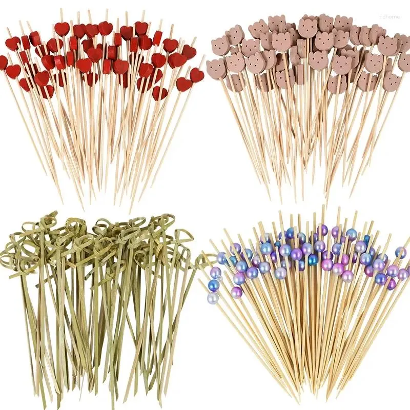 Forks Bambu Meyve Kek Partisi Sevimli Kür Kıkavuzu Çatal Kokteyl Büfe Düğün Ayı Tek Kullanımlık 100 PCS Flamingo Dekor Hawaii için