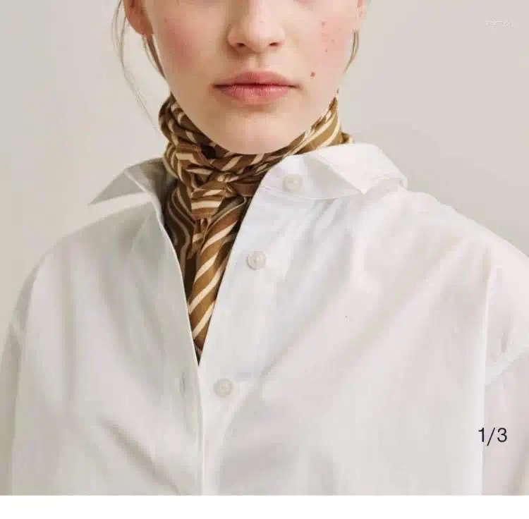 スカーフ2023 T0te私の古典的な肥厚したシルクストライプスクエアスカーフヘッドスカーフ女性ファッションデザイナーのためのスカーフ