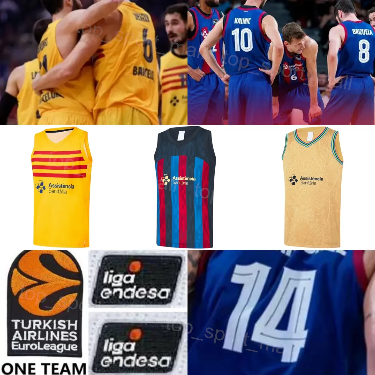 Basquete Estampado Barca Lassa 9 Ricky Rubio Jersey 11 Juan Carlos Navarro 33 Marc Gasol 16 Pau Gasol 19 Leandro Barbosa Camisa Liga Endesa Euroliga Baloncesto 2023