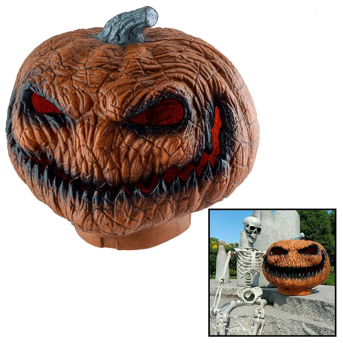 Other Event Party Supplies LED Plastic Scary Haunted Mask Pumpkin Light Lamp For Indoor Outdoor Halloween Party Interesting Decoration 231017