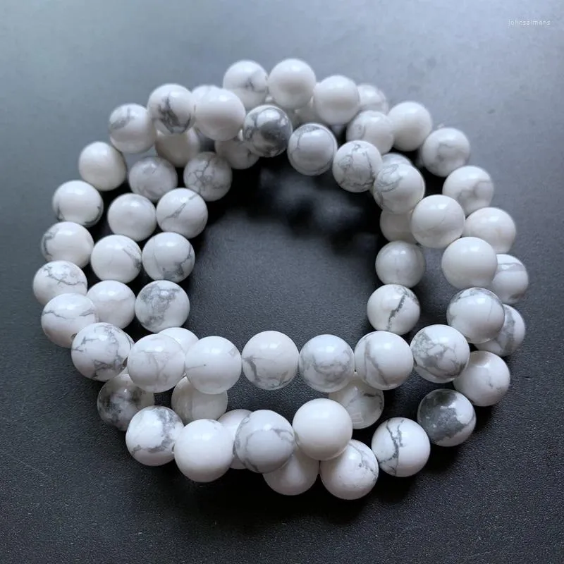 Braccialetti a maglie Bracciale in pietra howlite fatto a mano Filo bianco naturale Perline di guarigione spirituale Dropship di gioielli