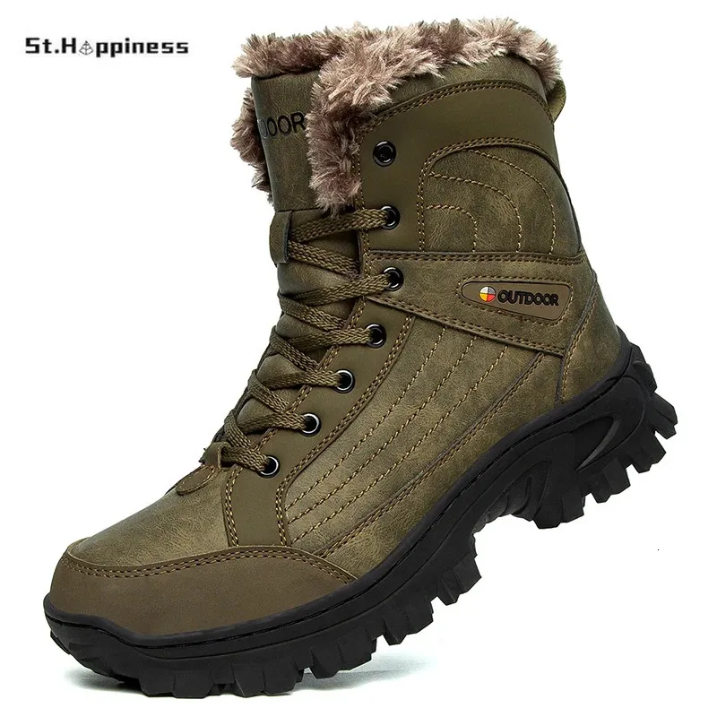 Snow d'hiver super chaud 654 Tactical Military Combat Men Hommes en cuir en cuir Extérieur de randonnée Camping Plus Fur Men's Boots 231018 'S 734