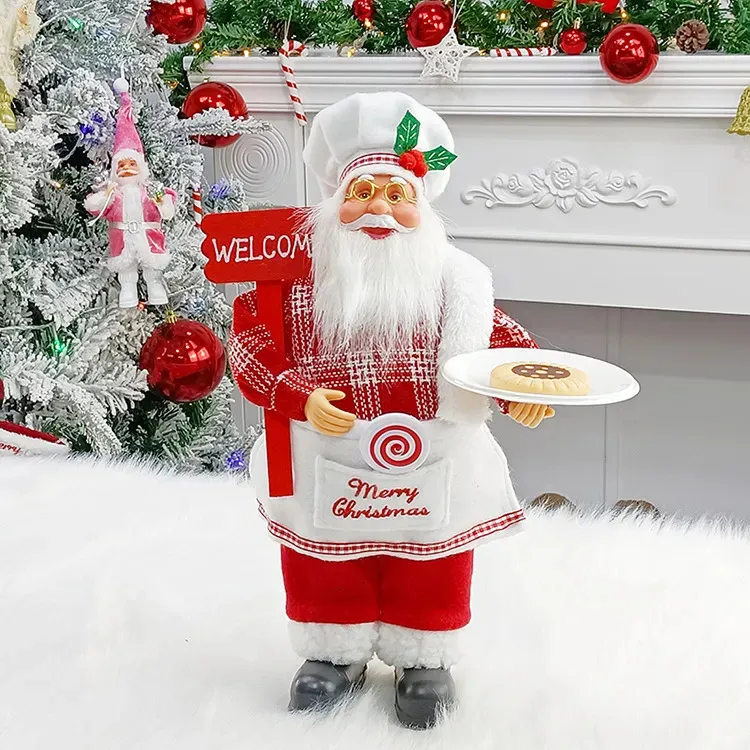 Dekoracje świąteczne 12 -calowe świąteczne stojące szef kuchni Santa Claus Wesołych Świąt Dekotarnie dla domowych ozdób na przyjęcia Navidad Party Noel 231017