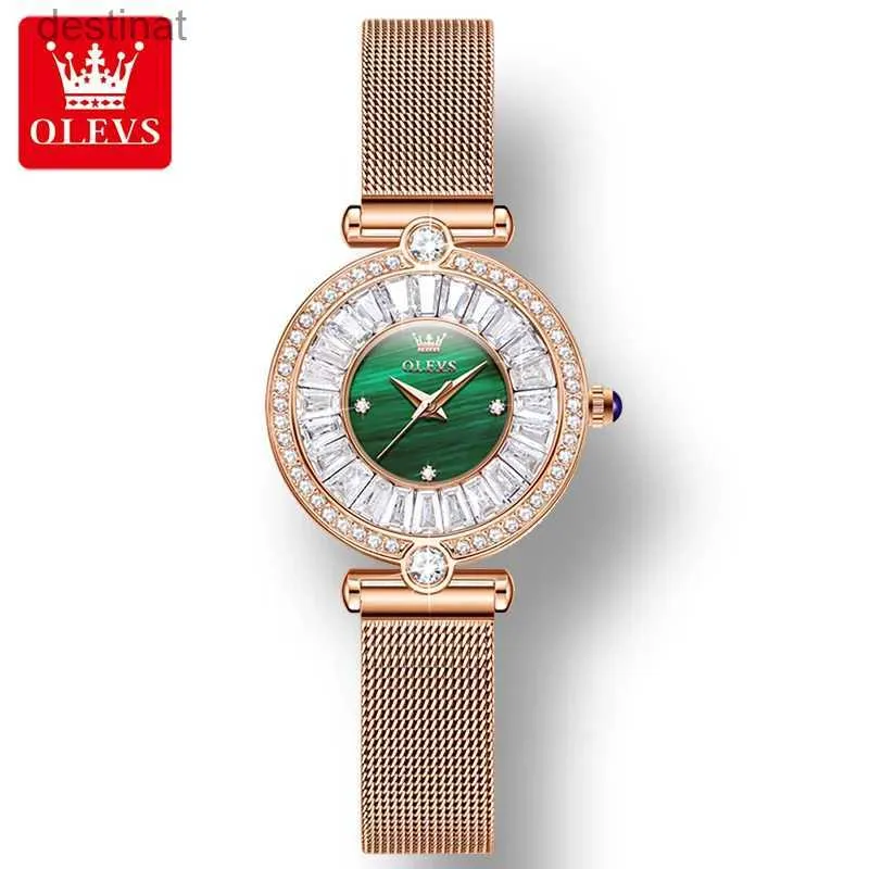 Montres pour femmes OLEVS 9963 bracelet en polyuréthane incrusté de diamants femmes montres étanche Quartz décontracté montres pour WomenL231018