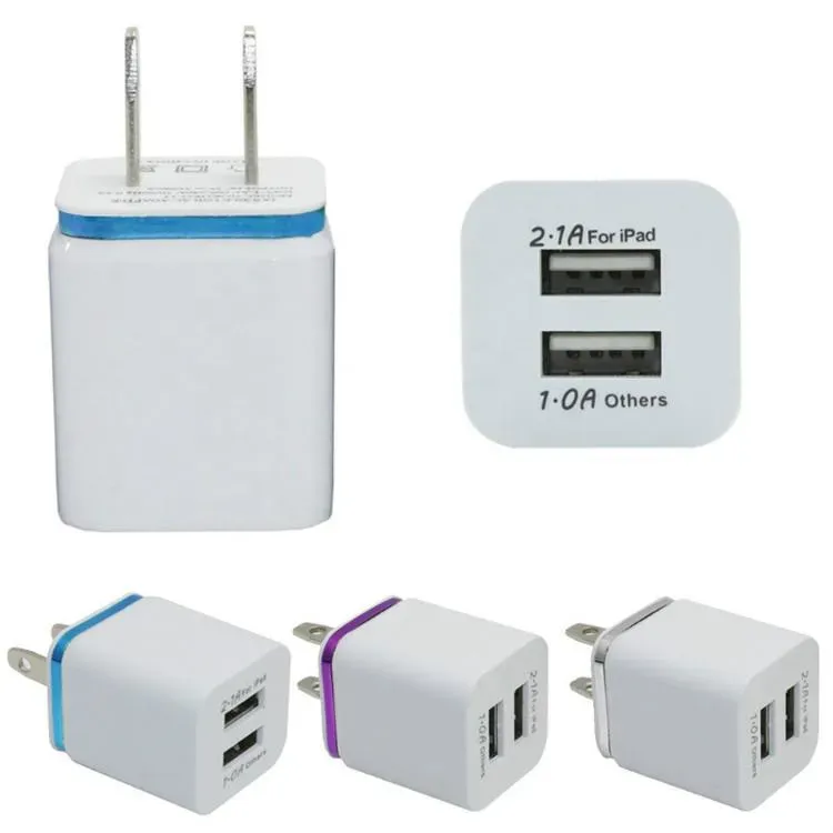 Metal Dual USB wall US plug 2.1A AC Power Adapter Wall Chlug 2 port for samsung galaxy note LG tablet huiaomi