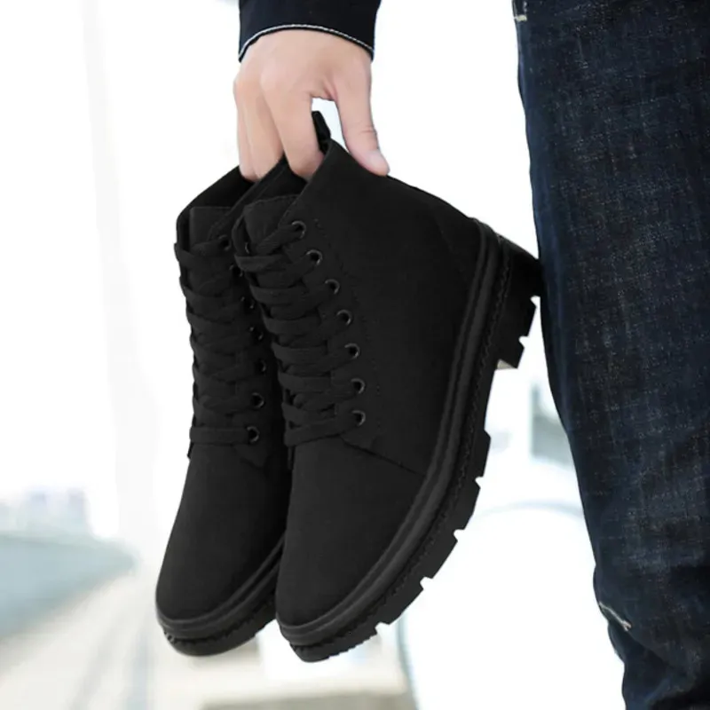 Mens black canvas boots online