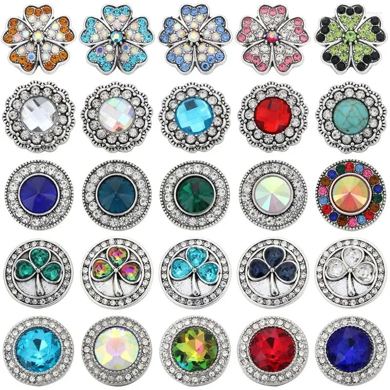 I braccialetti di fascino 5pcs/lot comerciano i bottoni misti del fiore 18mm del Strass dei gioielli a schiocco all'ingrosso per il regalo del braccialetto del braccialetto