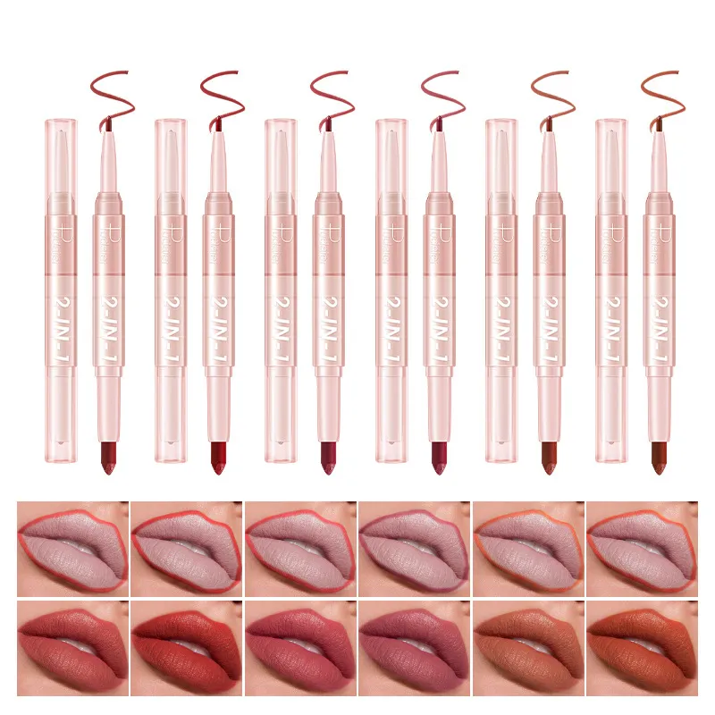 Multicolour Lipstick Lip Pencil Non Fade Matte Double Ended Lipstick Lip Liner Makeup