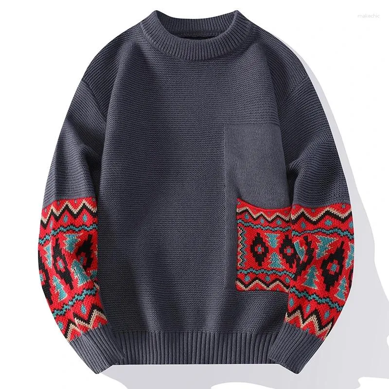 Pulls pour hommes automne hiver qualité pull en cachemire hommes mince exercice pull 2023 marque à la mode mâle extérieur pull de poche