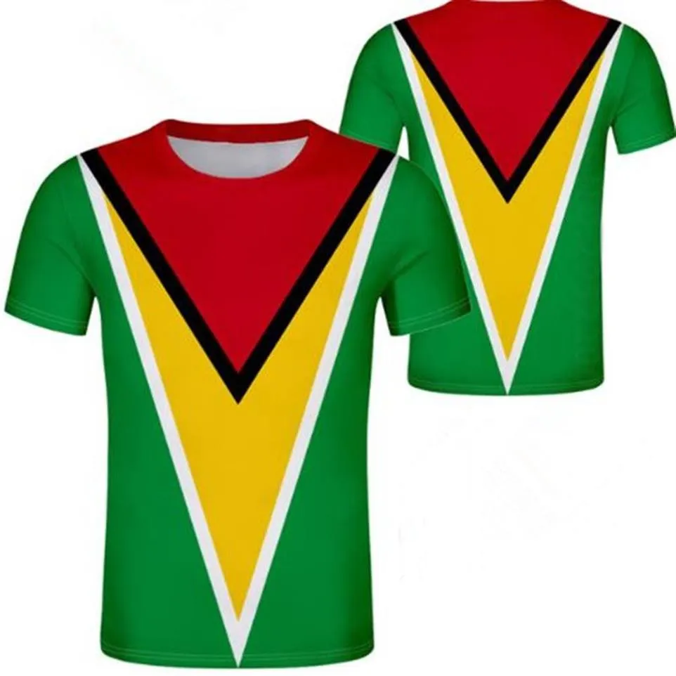 Gujana unisex młodzież student chłopak na zamówienie numer nazwy T Shirt National Flag Flag Trend Dzikie pary Casual T Shirt Clothe249y