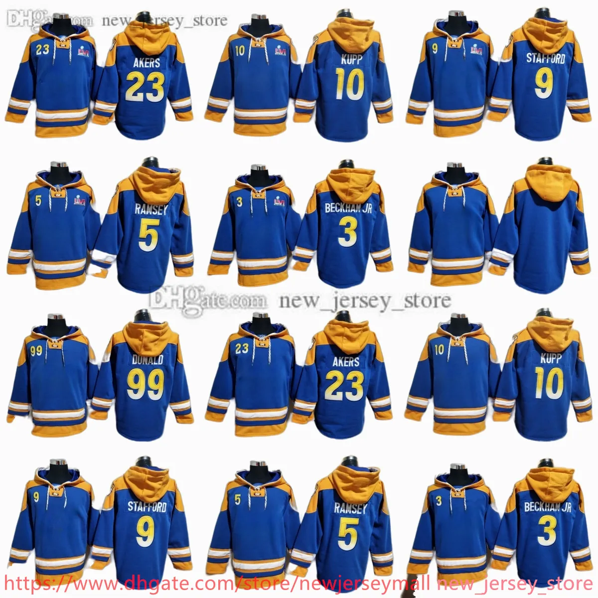 DIY 디자이너 Matthew Stafford Hoodie Mens 키즈 여자 Aaron Donald Cooper Kupp Winter 플러시 스웨터 후드 ins 패션 청소년 학생 봄과 가을 팀 까마귀