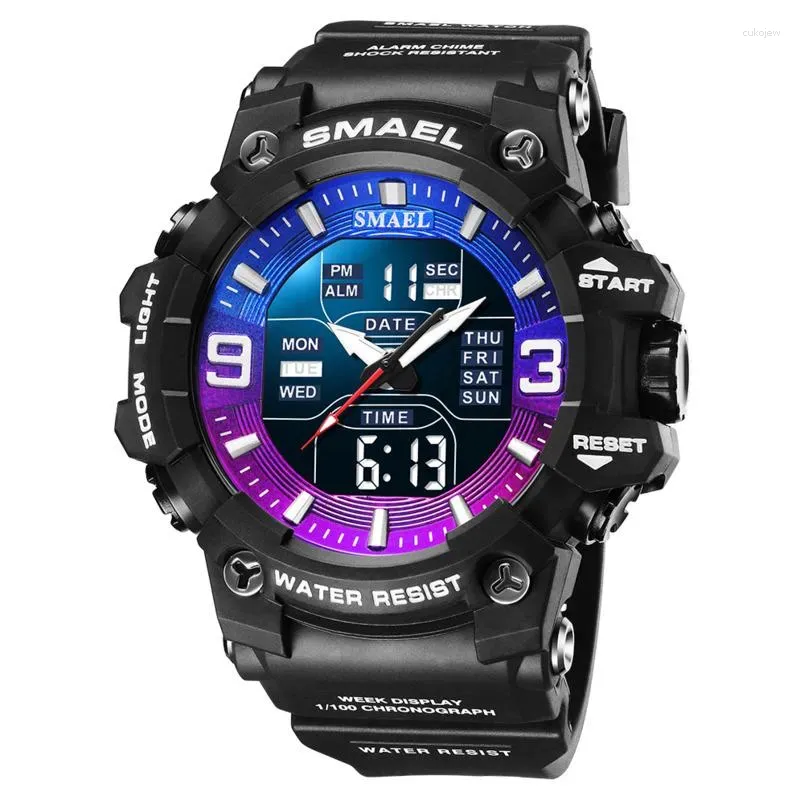 Montres-bracelets montre de Sport pour hommes lumière LED étanche réveil double affichage de l'heure semaine Date automatique Quartz Reloj Hombre